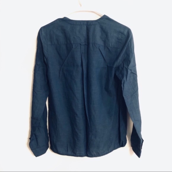 LOFT Chambray Ruffled Long Sleeve Blouse - Picture 7 of 7